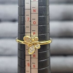 17. 14 KT Gold over 925 Sterling Silver AAA CZ Ring Sz 8